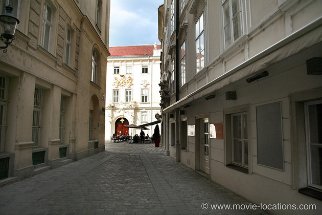 The Night Porter filming location: Kurrentgasse at Jordangasse, Vienna