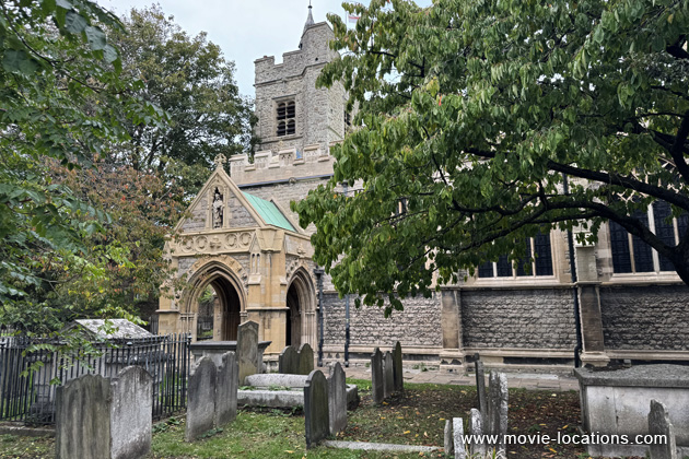 Victim film location: St Nicholas Church, Chiswick Mall, Chiswick, London W4